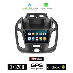 KIROSIWA FORD TRANSIT CONNECT (2012 - 2018) Android οθόνη αυτοκίνητου 2GB με GPS WI-FI (ηχοσύστημα αφής 7" ιντσών Android Auto Apple Carplay Youtube Playstore MP3 USB Radio Bluetooth Mirrorlink εργοστασιακή, 4x60W, AUX TRANZIT μαύρο)