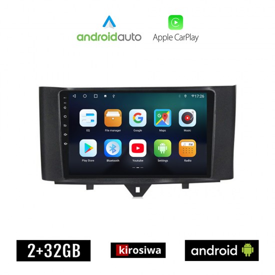 KIROSIWA SMART 451 (FORTWO) 2010-2015 Android οθόνη αυτοκίνητου 9 ιντσών 2GB με GPS WI-FI (ηχοσύστημα αφής FORTWO OEM Android Auto Apple Carplay Youtube Playstore MP3 USB Radio Bluetooth Mirrorlink εργοστασιακή, AUX, 4x60W)