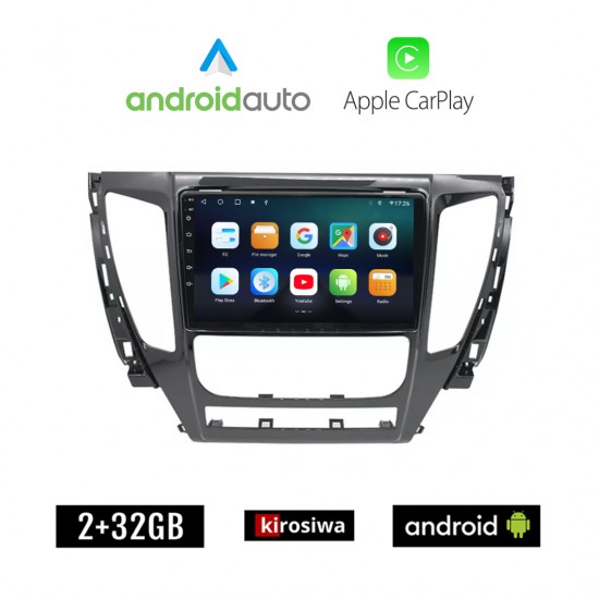 KIROSIWA MITSUBISHI PAJERO (μετά το 2013) Android οθόνη αυτοκίνητου 2GB με GPS WI-FI (ηχοσύστημα αφής 9 ιντσών OEM Android Auto Apple Carplay Youtube Playstore MP3 USB Radio Bluetooth Mirrorlink εργοστασιακή, 4x60W, AUX)
