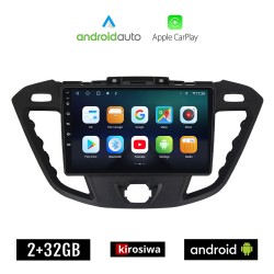 KIROSIWA FORD TRANSIT CUSTOM (μετά το 2013) Android οθόνη αυτοκίνητου 2GB με GPS WI-FI (ηχοσύστημα αφής 9" ιντσών OEM Android Auto Apple Carplay Youtube Playstore MP3 USB Radio Bluetooth Mirrorlink εργοστασιακή, 4x60W, AUX)