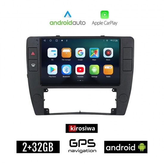 KIROSIWA VOLKSWAGEN PASSAT (2000 - 2005) Android οθόνη αυτοκίνητου 2GB με GPS WI-FI (ηχοσύστημα αφής 9 ιντσών Android Auto Apple Carplay Youtube Playstore MP3 USB Radio Bluetooth VW Mirrorlink εργοστασιακή, 4x60W, AUX)