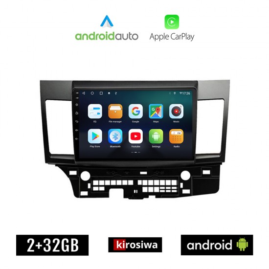 KIROSIWA MITSUBISHI LANCER (μετά το 2008) Android οθόνη αυτοκίνητου 2GB με GPS WI-FI (ηχοσύστημα αφής 10 ιντσών OEM Android Auto Apple Carplay Youtube Playstore MP3 USB Radio Bluetooth Mirrorlink εργοστασιακή, 4x60W, AUX)