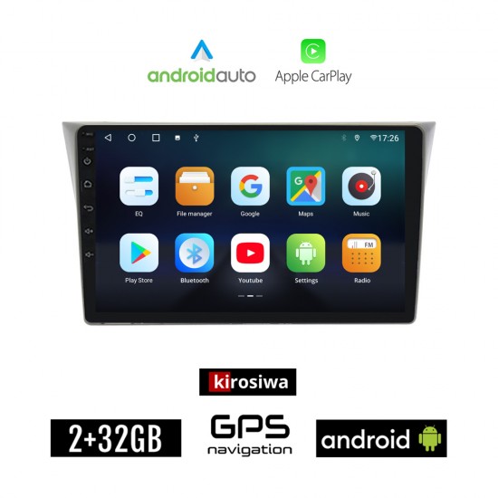 KIROSIWA SUBARU IMPREZA (2002 - 2008) Android οθόνη αυτοκίνητου 2GB με GPS WI-FI (ηχοσύστημα αφής 9 ιντσών Android Auto Apple Carplay Youtube Playstore MP3 USB Radio Bluetooth Mirrorlink εργοστασιακή, 4x60W, AUX)