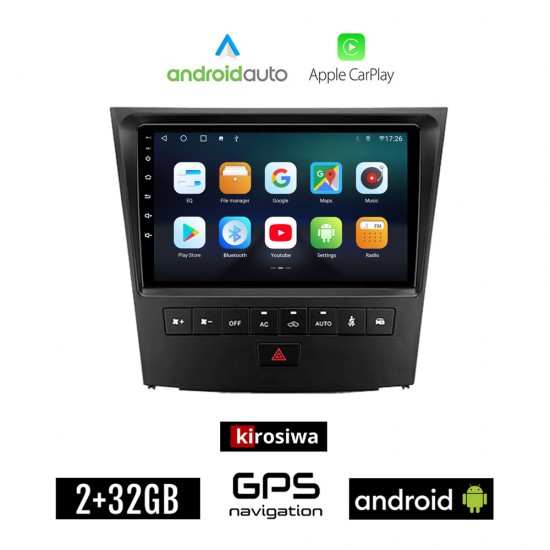 KIROSIWA LEXUS GS (2004-2011) Android οθόνη αυτοκίνητου 2GB με GPS WI-FI (ηχοσύστημα αφής 9 ιντσών Android Auto Apple Carplay Youtube Playstore MP3 USB Radio Bluetooth Mirrorlink εργοστασιακή, 4x60W, AUX)
