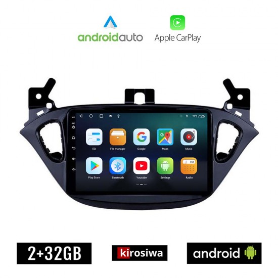 KIROSIWA OPEL CORSA E (μετά το 2014) Android οθόνη αυτοκίνητου 2GB με GPS WI-FI (ηχοσύστημα αφής 9 ιντσών OEM Android Auto Apple Carplay Youtube Playstore MP3 USB Radio Bluetooth Mirrorlink εργοστασιακή, 4x60W, AUX)