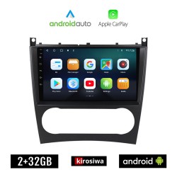 KIROSIWA MERCEDES C (W203) - CLC (2004-2008) Android οθόνη αυτοκίνητου 2GB με GPS WI-FI (ηχοσύστημα αφής 9" ιντσών OEM Android Auto Apple Carplay Youtube Playstore MP3 USB Radio Bluetooth Mirrorlink εργοστασιακή, 4x60W, Benz)