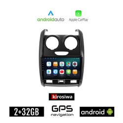 KIROSIWA DACIA DUSTER (2012 - 2019) Android οθόνη αυτοκίνητου 2GB με GPS WI-FI (ηχοσύστημα αφής 9" ιντσών OEM Android Auto Apple Carplay Youtube Playstore MP3 USB Radio Bluetooth Mirrorlink εργοστασιακή, 4x60W, AUX)