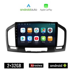 KIROSIWA OPEL INSIGNIA (2008 - 2013) Android οθόνη αυτοκίνητου 2GB με GPS WI-FI (ηχοσύστημα αφής 9" ιντσών OEM Android Auto Apple Carplay Youtube Playstore MP3 USB Radio Bluetooth Mirrorlink εργοστασιακή 4x60W, AUX)