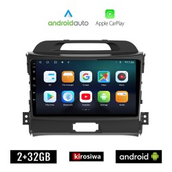 KIROSIWA KIA SPORTAGE (2010 - 2015) Android οθόνη αυτοκίνητου 2GB με GPS WI-FI (ηχοσύστημα αφής 9" ιντσών OEM Android Auto Apple Carplay Youtube Playstore MP3 USB Radio Bluetooth Mirrorlink εργοστασιακή, 4x60W, AUX)