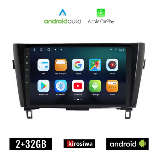 KIROSIWA NISSAN X-TRAIL (μετά το 2014) Android οθόνη αυτοκίνητου 2GB με GPS WI-FI (ηχοσύστημα αφής 10 ιντσών OEM Android Auto Apple Carplay Youtube Playstore MP3 USB Radio Bluetooth Mirrorlink εργοστασιακή, 4x60W, AUX)