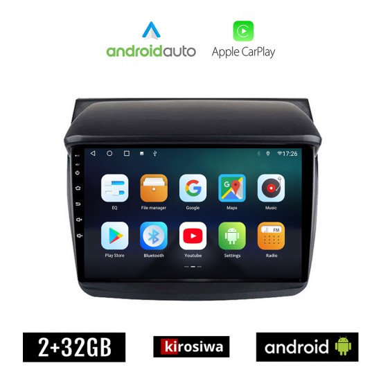 KIROSIWA MITSUBISHI L200 (2006-2015) Android οθόνη αυτοκίνητου 2GB με GPS WI-FI (ηχοσύστημα αφής 9 ιντσών OEM Android Auto Apple Carplay Youtube Playstore MP3 USB Radio Bluetooth Mirrorlink εργοστασιακή, 4x60W, AUX)