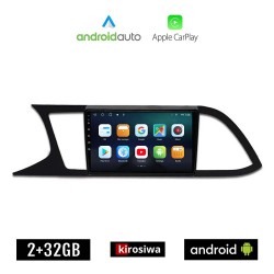 KIROSIWA SEAT LEON (μετά το 2012) Android οθόνη αυτοκίνητου 2GB με GPS WI-FI (ηχοσύστημα αφής 9" ιντσών OEM Android Auto Apple Carplay Youtube Playstore MP3 USB Radio Bluetooth Mirrorlink εργοστασιακή, 4x60W, AUX)