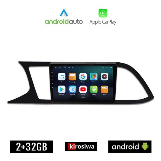 KIROSIWA SEAT LEON (μετά το 2012) Android οθόνη αυτοκίνητου 2GB με GPS WI-FI (ηχοσύστημα αφής 9 ιντσών OEM Android Auto Apple Carplay Youtube Playstore MP3 USB Radio Bluetooth Mirrorlink εργοστασιακή, 4x60W, AUX)