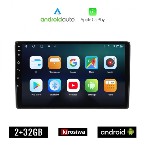 KIROSIWA AUDI A4 (2002-2008) Android οθόνη αυτοκίνητου 2GB με GPS WI-FI (ηχοσύστημα αφής 9 ιντσών OEM Android Auto Apple Carplay Youtube Playstore MP3 USB Radio Bluetooth Mirrorlink εργοστασιακή, 4x60W, AUX)