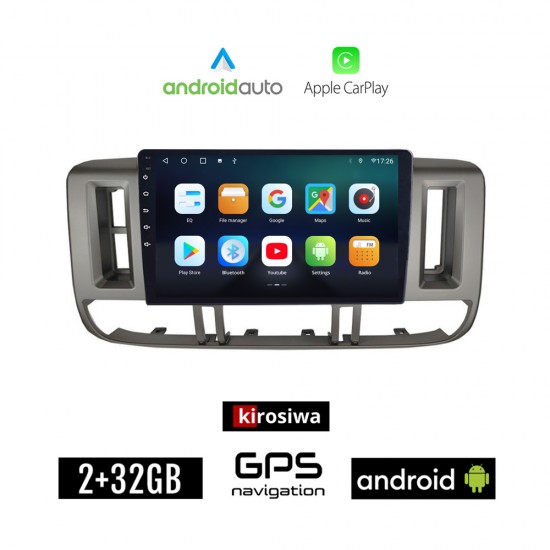 KIROSIWA NISSAN X-TRAIL (2000 - 2004) Android οθόνη αυτοκίνητου 2GB με GPS WI-FI (ηχοσύστημα αφής 9 ιντσών X TRAIL Android Auto Apple Carplay Youtube Playstore MP3 USB Radio Bluetooth Mirrorlink εργοστασιακή, 4x60W, AUX XTRAIL)