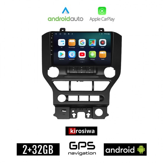 KIROSIWA FORD MUSTANG (2015 - 2020) Android οθόνη αυτοκίνητου 2GB με GPS WI-FI (ηχοσύστημα αφής 9 ιντσών Android Auto Apple Carplay Youtube Playstore MP3 USB Radio Bluetooth Mirrorlink εργοστασιακή, 4x60W, AUX)