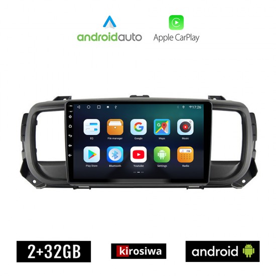 KIROSIWA PEUGEOT TRAVELLER (μετά το 2016) Android οθόνη αυτοκίνητου 2GB με GPS WI-FI (ηχοσύστημα αφής 9 ιντσών OEM Android Auto Apple Carplay Youtube Playstore MP3 USB Radio Bluetooth Mirrorlink εργοστασιακή, 4x60W, AUX)