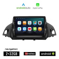KIROSIWA FORD KUGA (μετά το 2013) Android οθόνη αυτοκίνητου 2GB με GPS WI-FI (ηχοσύστημα αφής 9" ιντσών OEM Android Auto Apple Carplay Youtube Playstore MP3 USB Radio Bluetooth Mirrorlink εργοστασιακή, 4x60W, AUX)