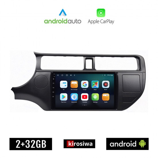 KIROSIWA KIA RIO (2012 - 2015) Android οθόνη αυτοκίνητου 2GB με GPS WI-FI (ηχοσύστημα αφής 9 ιντσών OEM Android Auto Apple Carplay Youtube Playstore MP3 USB Radio Bluetooth Mirrorlink εργοστασιακή, 4x60W, AUX)
