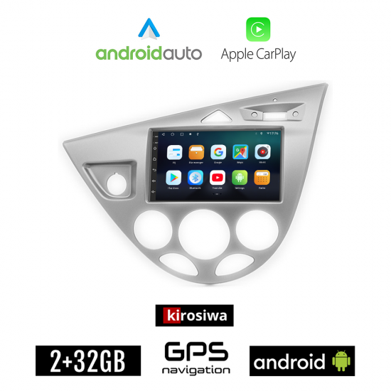 KIROSIWA FORD FOCUS (1998-2004) Android οθόνη αυτοκίνητου 2GB με GPS WI-FI (ηχοσύστημα αφής 7 ιντσών OEM Android Auto Apple Carplay Youtube Playstore MP3 USB Radio Bluetooth Mirrorlink εργοστασιακή, 4x60W, AUX)