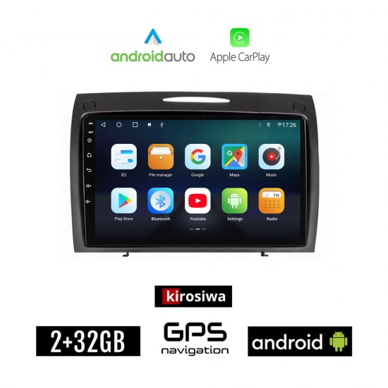 KIROSIWA MERCEDES SLK R171 (2004 - 2010) Android οθόνη αυτοκίνητου 2GB με GPS WI-FI (ηχοσύστημα αφής 9 ιντσών Android Auto Apple Carplay Youtube Playstore MP3 USB Radio Bluetooth Mirrorlink εργοστασιακή, 4x60W, Benz)