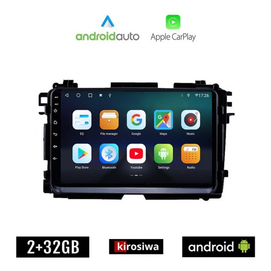 KIROSIWA HONDA HRV (μετά το 2015) Android οθόνη αυτοκίνητου 2GB με GPS WI-FI (ηχοσύστημα αφής 9 ιντσών OEM Android Auto Apple Carplay Youtube Playstore MP3 USB Radio Bluetooth Mirrorlink εργοστασιακή, 4x60W, AUX)
