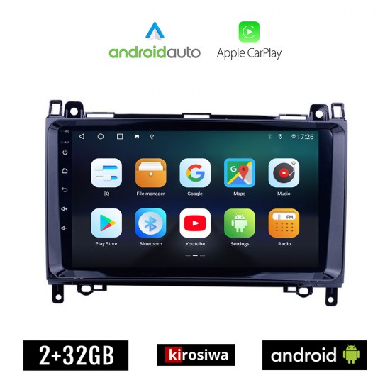 KIROSIWA VOLKSWAGEN CRAFTER (2006 - 2017) VW Android οθόνη αυτοκίνητου 2GB με GPS WI-FI (ηχοσύστημα αφής 9 ιντσών OEM Android Auto Apple Carplay Youtube Playstore MP3 USB Radio Bluetooth Mirrorlink εργοστασιακή 4x60W, AUX)