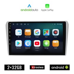 KIROSIWA TOYOTA AVENSIS (2003 - 2008) Android οθόνη αυτοκίνητου 2GB με GPS WI-FI (ηχοσύστημα αφής 9" ιντσών OEM Android Auto Apple Carplay Youtube Playstore MP3 USB Radio Bluetooth Mirrorlink εργοστασιακή, AUX, 4x60W)
