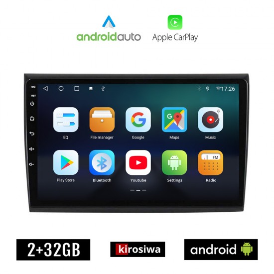 KIROSIWA FIAT BRAVO (μετά το 2007) Android οθόνη αυτοκίνητου 2GB με GPS WI-FI (ηχοσύστημα αφής 9 ιντσών OEM Android Auto Apple Carplay Youtube Playstore MP3 USB Radio Bluetooth Mirrorlink εργοστασιακή, 4x60W, AUX)