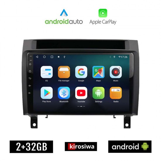 KIROSIWA MERCEDES SLK R171 (2004 - 2010) Android οθόνη αυτοκίνητου 2GB με GPS WI-FI (ηχοσύστημα αφής 9 ιντσών OEM Android Auto Apple Carplay Youtube Playstore MP3 USB Radio Bluetooth Mirrorlink εργοστασιακή, 4x60W, Benz)