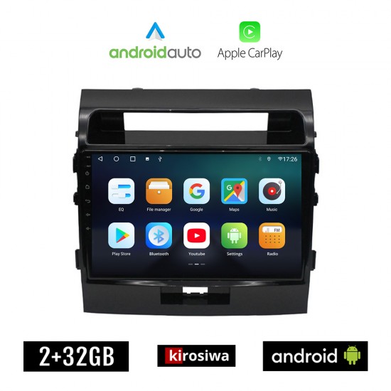 KIROSIWA TOYOTA LANDCRUISER (2008 - 2015) Android οθόνη αυτοκίνητου 2GB με GPS WI-FI (ηχοσύστημα αφής 10 ιντσών OEM Android Auto Apple Carplay Youtube Playstore MP3 USB Radio Bluetooth Mirrorlink εργοστασιακή 4x60W AUX)