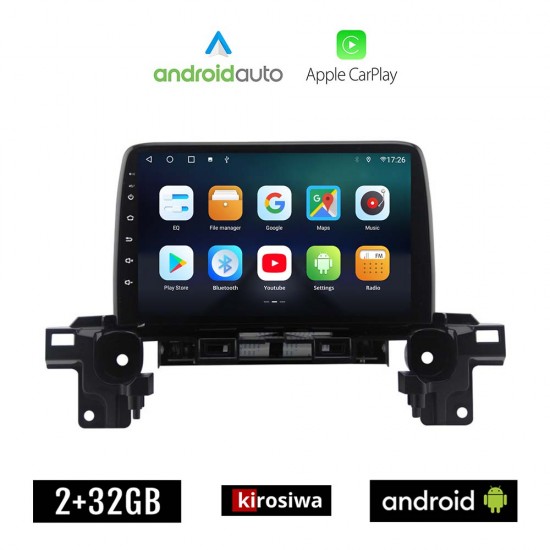 KIROSIWA MAZDA CX-5 (μετά το 2017) Android οθόνη αυτοκίνητου 2GB με GPS WI-FI (ηχοσύστημα αφής 9 ιντσών OEM Android Auto Apple Carplay Youtube Playstore MP3 USB Radio Bluetooth Mirrorlink εργοστασιακή, 4x60W, AUX)
