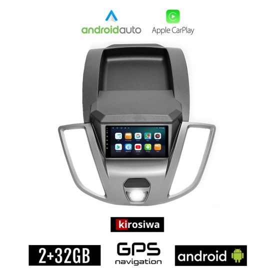 KIROSIWA FORD TRANSIT (μετά το 2014) Android οθόνη αυτοκίνητου 2GB με GPS WI-FI (ηχοσύστημα αφής 7 ιντσών Android Auto Apple Carplay Youtube Playstore MP3 USB Radio Bluetooth Mirrorlink εργοστασιακή, 4x60W, AUX ασημί)