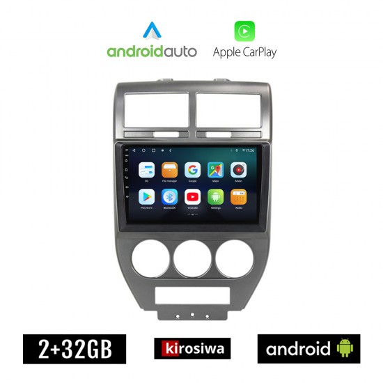 KIROSIWA JEEP COMPASS 2009-2016 Android οθόνη αυτοκίνητου 2GB με GPS WI-FI (ηχοσύστημα αφής 10 ιντσών OEM Android Auto Apple Carplay Youtube Playstore MP3 USB Radio Bluetooth Mirrorlink 4x60W εργοστασιακού τύπου)