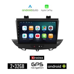 KIROSIWA OPEL CROSSLAND X (μετά το 2017) Android οθόνη αυτοκίνητου 2GB με GPS WI-FI (ηχοσύστημα αφής 9" ιντσών Android Auto Apple Carplay Youtube Playstore MP3 USB Radio Bluetooth Mirrorlink εργοστασιακή, 4x60W, AUX)