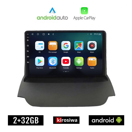 KIROSIWA FORD ECOSPORT (2012 - 2018) Android οθόνη αυτοκίνητου 2GB με GPS WI-FI (ηχοσύστημα αφής 9 ιντσών OEM Android Auto Apple Carplay Youtube Playstore MP3 USB Radio Bluetooth Mirrorlink εργοστασιακή 4x60W, AUX)