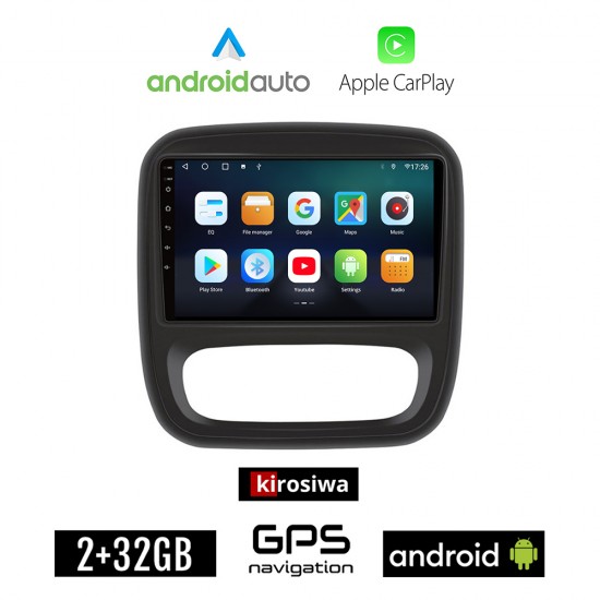 KIROSIWA OPEL VIVARO (2014 - 2020) Android οθόνη αυτοκίνητου 2GB με GPS WI-FI (ηχοσύστημα αφής 9 ιντσών OEM Android Auto Apple Carplay Youtube Playstore MP3 USB Radio Bluetooth Mirrorlink εργοστασιακή, 4x60W, AUX)