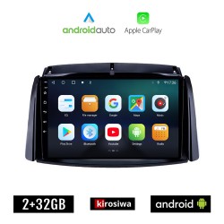 KIROSIWA RENAULT KOLEOS (2006-2017) Android οθόνη αυτοκίνητου 2GB με GPS WI-FI (ηχοσύστημα αφής 9" ιντσών OEM Android Auto Apple Carplay Youtube Playstore MP3 USB Radio Bluetooth Mirrorlink εργοστασιακή, 4x60W, AUX)