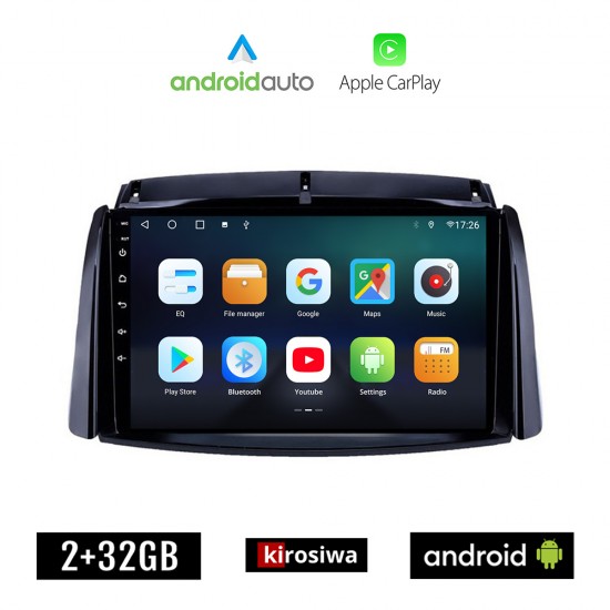 KIROSIWA RENAULT KOLEOS (2006-2017) Android οθόνη αυτοκίνητου 2GB με GPS WI-FI (ηχοσύστημα αφής 9 ιντσών OEM Android Auto Apple Carplay Youtube Playstore MP3 USB Radio Bluetooth Mirrorlink εργοστασιακή, 4x60W, AUX)