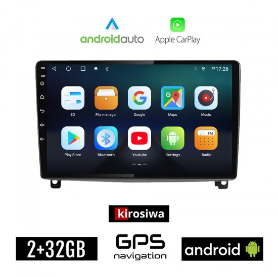 KIROSIWA PEUGEOT 407 (2004-2011) Android οθόνη αυτοκίνητου 2GB με GPS WI-FI (ηχοσύστημα αφής 9 ιντσών OEM Android Auto Apple Carplay Youtube Playstore MP3 USB Radio Bluetooth Mirrorlink εργοστασιακή, 4x60W, AUX)