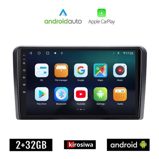 KIROSIWA HYUNDAI H1 (μετά το 2007) Android οθόνη αυτοκίνητου 2GB με GPS WI-FI (ηχοσύστημα αφής 9 ιντσών OEM Android Auto Apple Carplay Youtube Playstore MP3 USB Radio Bluetooth Mirrorlink εργοστασιακή, 4x60W, AUX)
