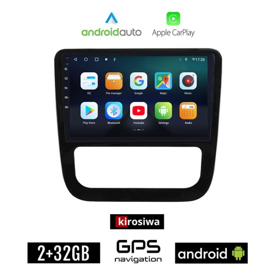KIROSIWA VOLKSWAGEN EOS (2008 - 2014) Android οθόνη αυτοκίνητου 2GB με GPS WI-FI (ηχοσύστημα αφής 9 ιντσών Android Auto Apple Carplay Youtube Playstore MP3 USB Radio Bluetooth VW εργοστασιακή, 4x60W μαύρο)