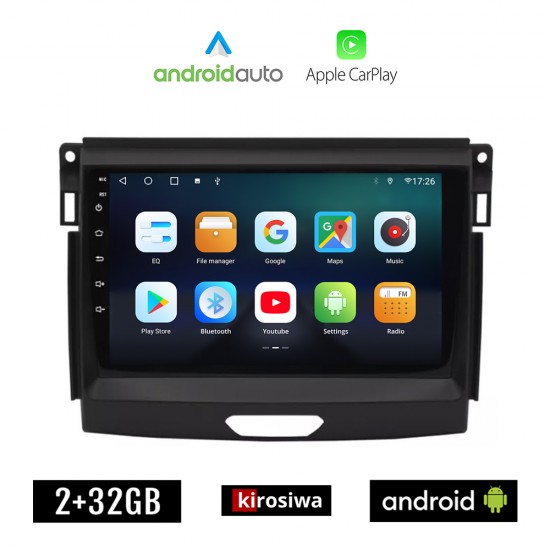 KIROSIWA FORD RANGER μετά το 2018 Android οθόνη αυτοκίνητου 2GB με GPS WI-FI (ηχοσύστημα αφής 9 ιντσών OEM Android Auto Apple Carplay Youtube Playstore MP3 USB Radio Bluetooth Mirrorlink εργοστασιακή, 4x60W, AUX)