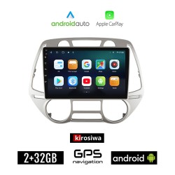 KIROSIWA HYUNDAI i20 (2008 - 2013) με αυτόματο κλιματισμό Android οθόνη αυτοκίνητου 2GB με GPS WI-FI (ηχοσύστημα αφής 9" ιντσών Android Auto Apple Carplay Youtube Playstore MP3 USB Radio Bluetooth Mirrorlink εργοστασιακή, 4x60W, AUX)