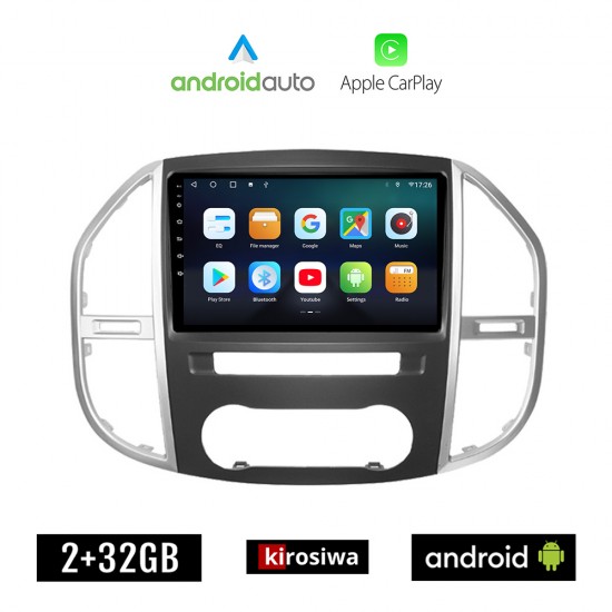 KIROSIWA MERCEDES VITO (μετά το 2015) Android οθόνη αυτοκίνητου 2GB με GPS WI-FI (ηχοσύστημα αφής 10 ιντσών OEM Android Auto Apple Carplay Youtube Playstore MP3 USB Radio Bluetooth Mirrorlink εργοστασιακή 4x60W Benz)