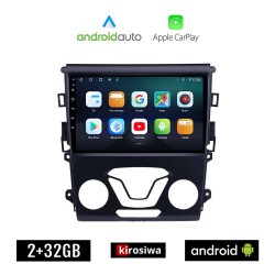 KIROSIWA FORD MONDEO (μετά το 2013) Android οθόνη αυτοκίνητου 2GB με GPS WI-FI (ηχοσύστημα αφής 9" ιντσών OEM Android Auto Apple Carplay Youtube Playstore MP3 USB Radio Bluetooth Mirrorlink εργοστασιακή, 4x60W, AUX)