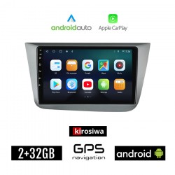 KIROSIWA SEAT TOLEDO (2004-2009) Android οθόνη αυτοκίνητου 2GB με GPS WI-FI (ηχοσύστημα αφής 9" ιντσών OEM Android Auto Apple Carplay Youtube Playstore MP3 USB Radio Bluetooth Mirrorlink εργοστασιακή, 4x60W, AUX, ασημί)