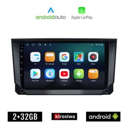 KIROSIWA SEAT IBIZA (μετά το 2018) Android οθόνη αυτοκίνητου 2GB με GPS WI-FI (ηχοσύστημα αφής 9" ιντσών OEM Android Auto Apple Carplay Youtube Playstore MP3 USB Radio Bluetooth Mirrorlink εργοστασιακή, 4x60W, AUX)