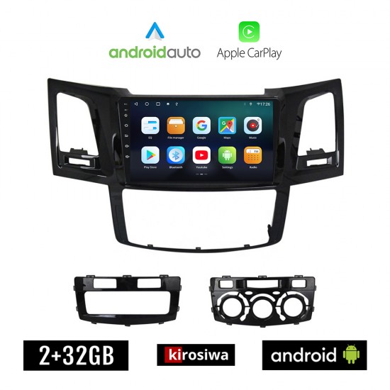KIROSIWA TOYOTA HILUX (2006-2016) Android οθόνη αυτοκίνητου 2GB με GPS WI-FI ( TOYOTA ηχοσύστημα αφής 9 ιντσών OEM Android Auto Apple Carplay Youtube Playstore MP3 USB Radio Bluetooth Mirrorlink 4x60W εργοστασιακού τύπου)