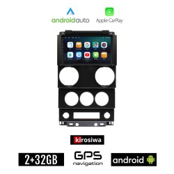 KIROSIWA JEEP WRANGLER (2006 - 2011) Android οθόνη αυτοκίνητου 2GB με GPS WI-FI (ηχοσύστημα αφής 9" ιντσών Android Auto Apple Carplay Youtube Playstore MP3 USB Radio Bluetooth Mirrorlink εργοστασιακή 4x60W, AUX)